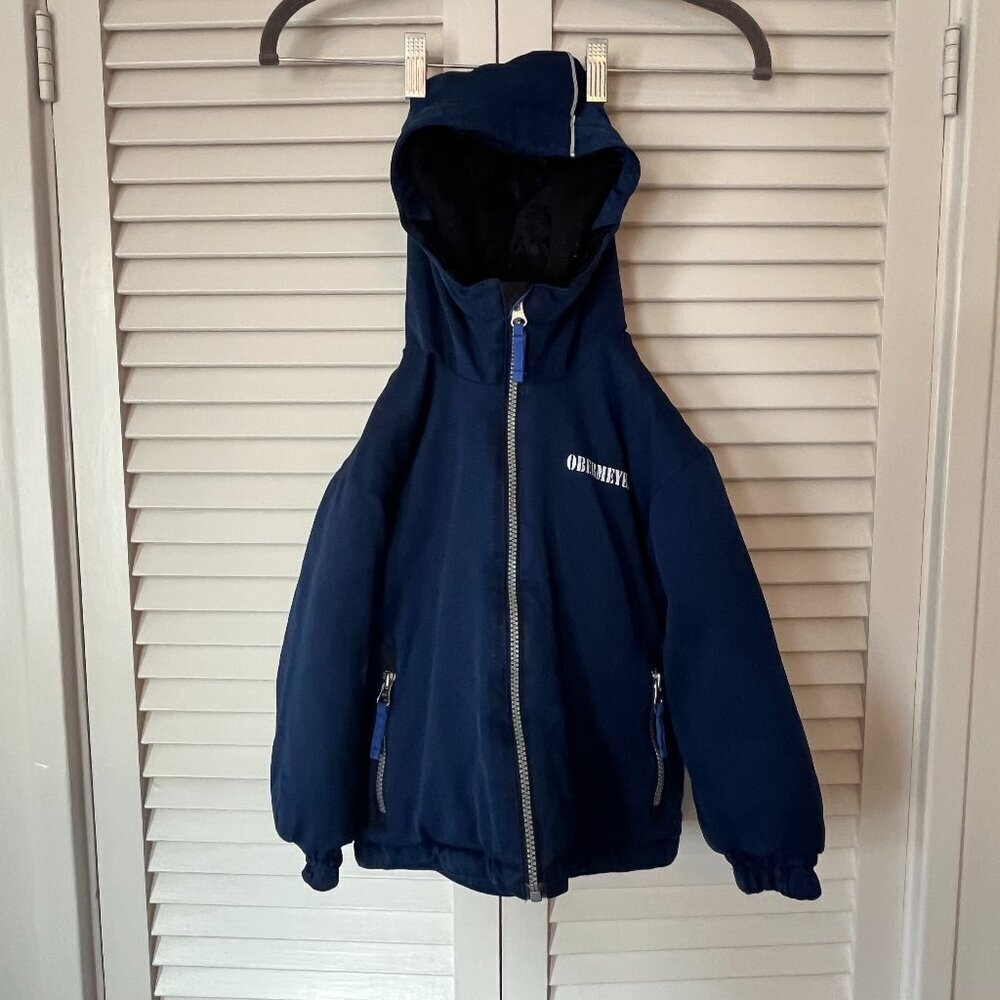Obermeyer kids hooded jacket insulated navy blue 4